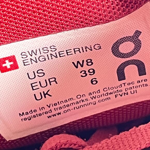 On Cloudflow Pink Lime Cushioned Lace Up Running Shoes Sneakers Women's Size 8 - Picture 9 of 10